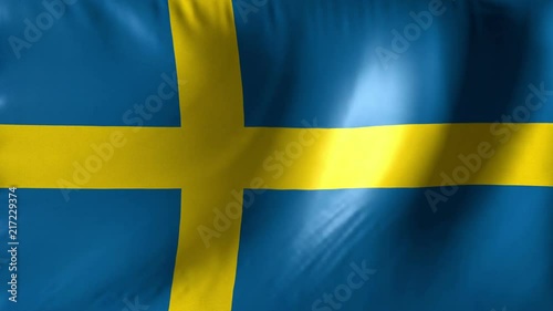 National flag of Sweden. Seamless looping 4k full realistic swedish flag waving against background.