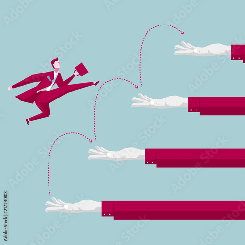 Business concept design, The businessman vacated,cross the hand. The background is blue.