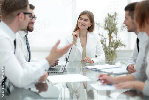 business woman on a business meeting with the business team