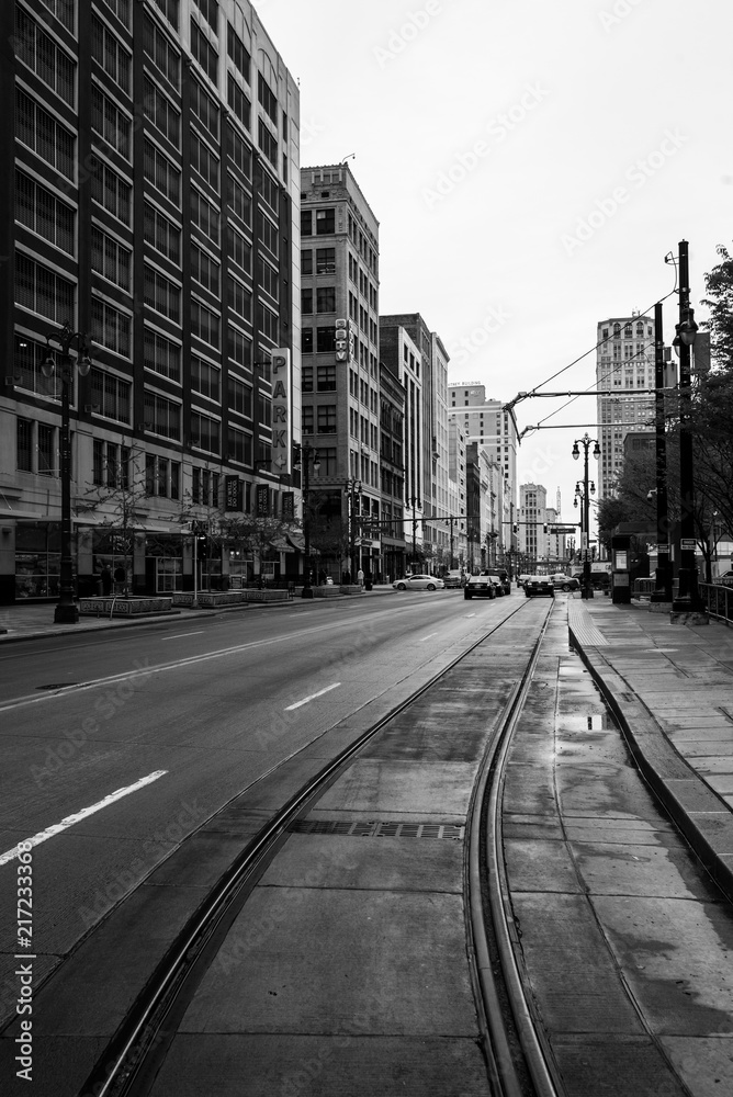 Fototapeta premium Woodward Avenue in downtown Detroit, Michigan