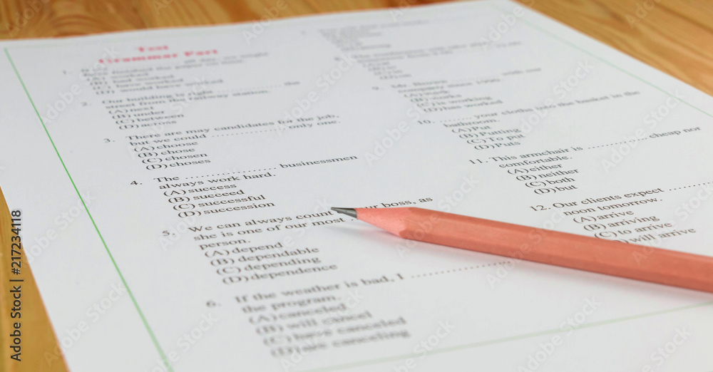 Fototapeta premium English multiple choice test