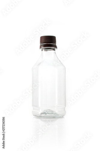 transparent bottle isolated white.
