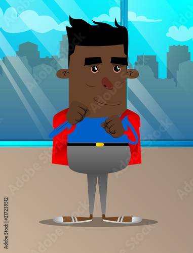 Schoolboy holding his fists in front of him ready to fight. Vector cartoon character illustration.