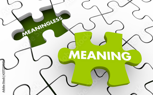 Meaningless vs Finding Meaning Puzzle Pieces 3d Illustration