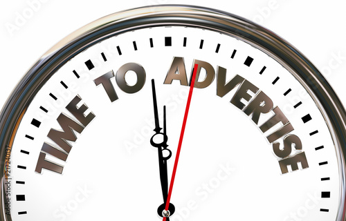 Time to Advertise Marketing Promotion Business Advertising Plan Clock 3d Illustration