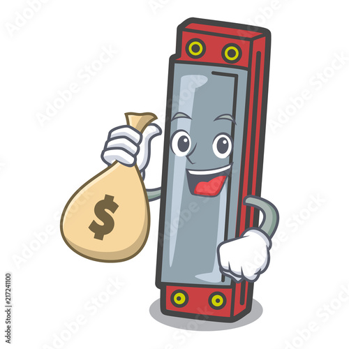 With money bag harmonica character cartoon style photo