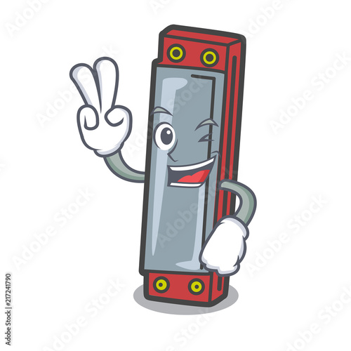Two finger harmonica character cartoon style