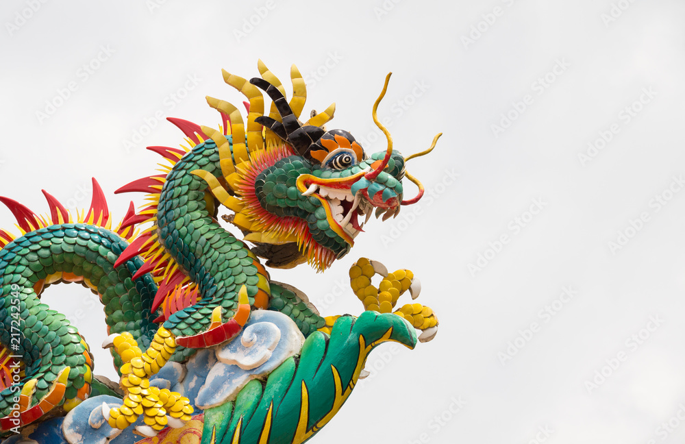 Chinese dragon on the temple roof. Chinese dragon on the temple roof.