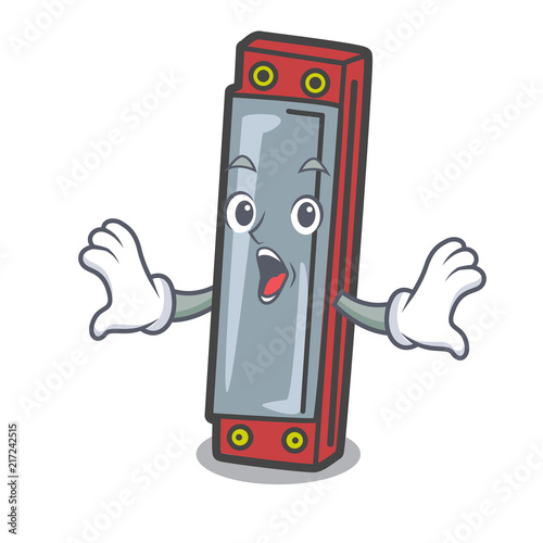 Surprised harmonica mascot cartoon style photo