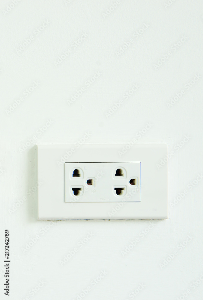 Electrical outlet in Thailand, double power socket.A wall point plug for  domestic housing. Stock Photo | Adobe Stock