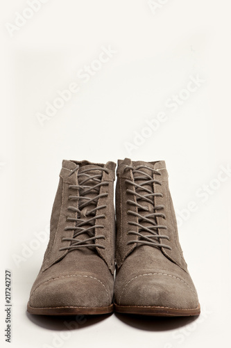 brown leather shoes on the white background. © dohee