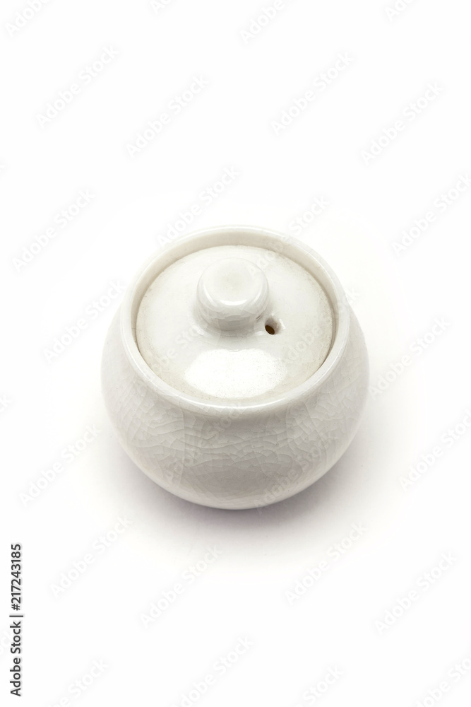 asian ceramic jar(pot) for green tea isolated white. asian ceramic jar(pot) for green tea isolated white.