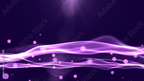 Wave particle purple background abstract animation seamless. 