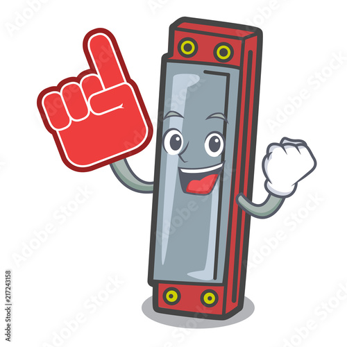 Foam finger harmonica mascot cartoon style
