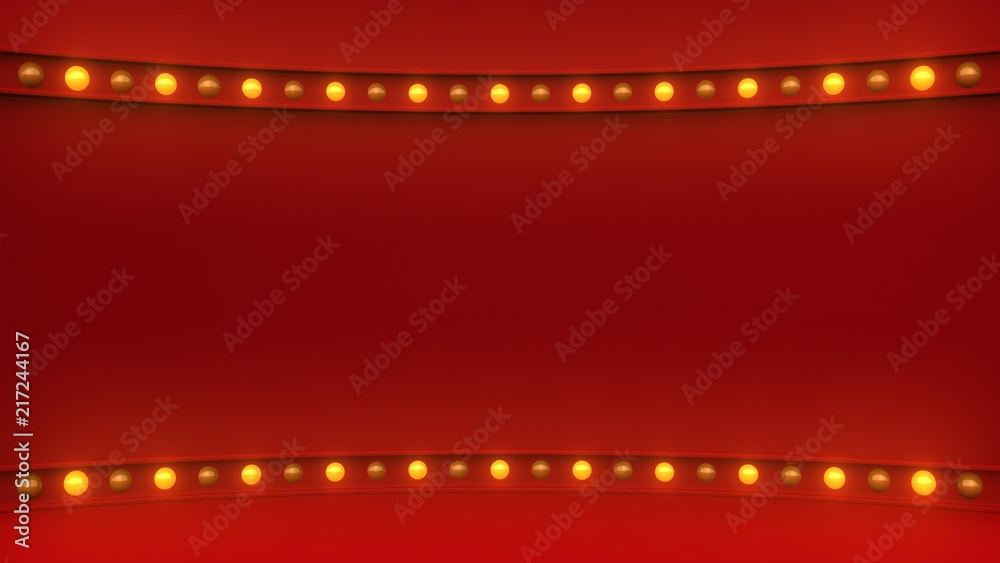 Red marquee light board sign retro on white background. 3d rendering