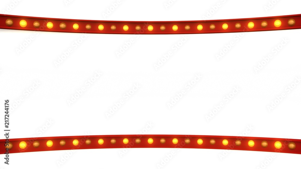 Red marquee light board sign retro on white background. 3d rendering