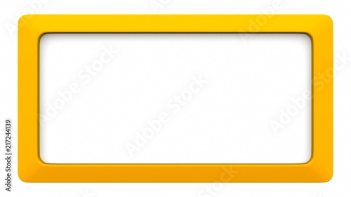 Yellow blank frame on white background. 3d rendering