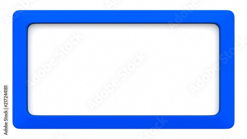 Blue blank frame on white background. 3d rendering