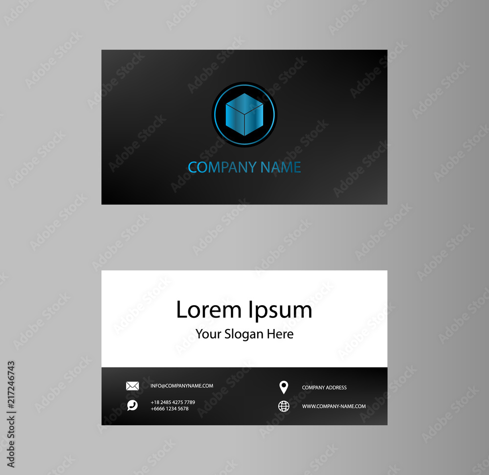 Naklejka premium Creative business card Design, Gradient Blue logo , Contact card for company, Infographic. Abstract Modern Geometric Backgrounds