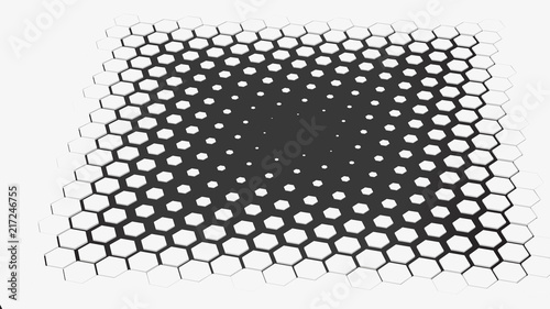 smooth fade from small hexagons to big hexagons.