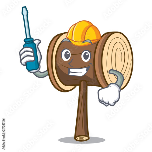 Automotive mallet mascot cartoon style