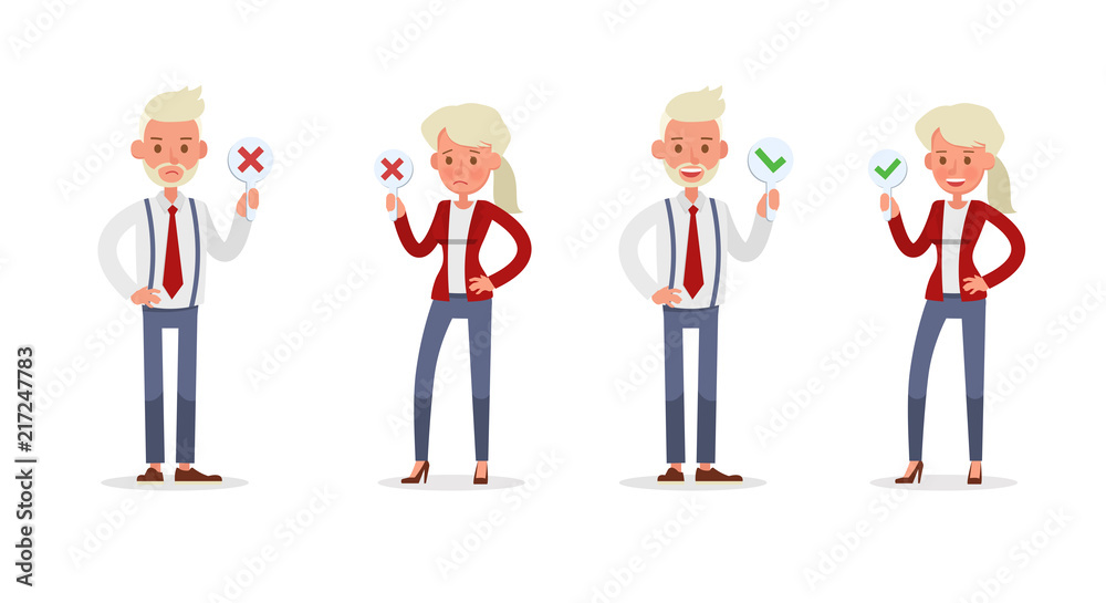 Obraz premium Set of Businessman and Businesswoman character vector design. Presentation in various action with emotions and working. no92
