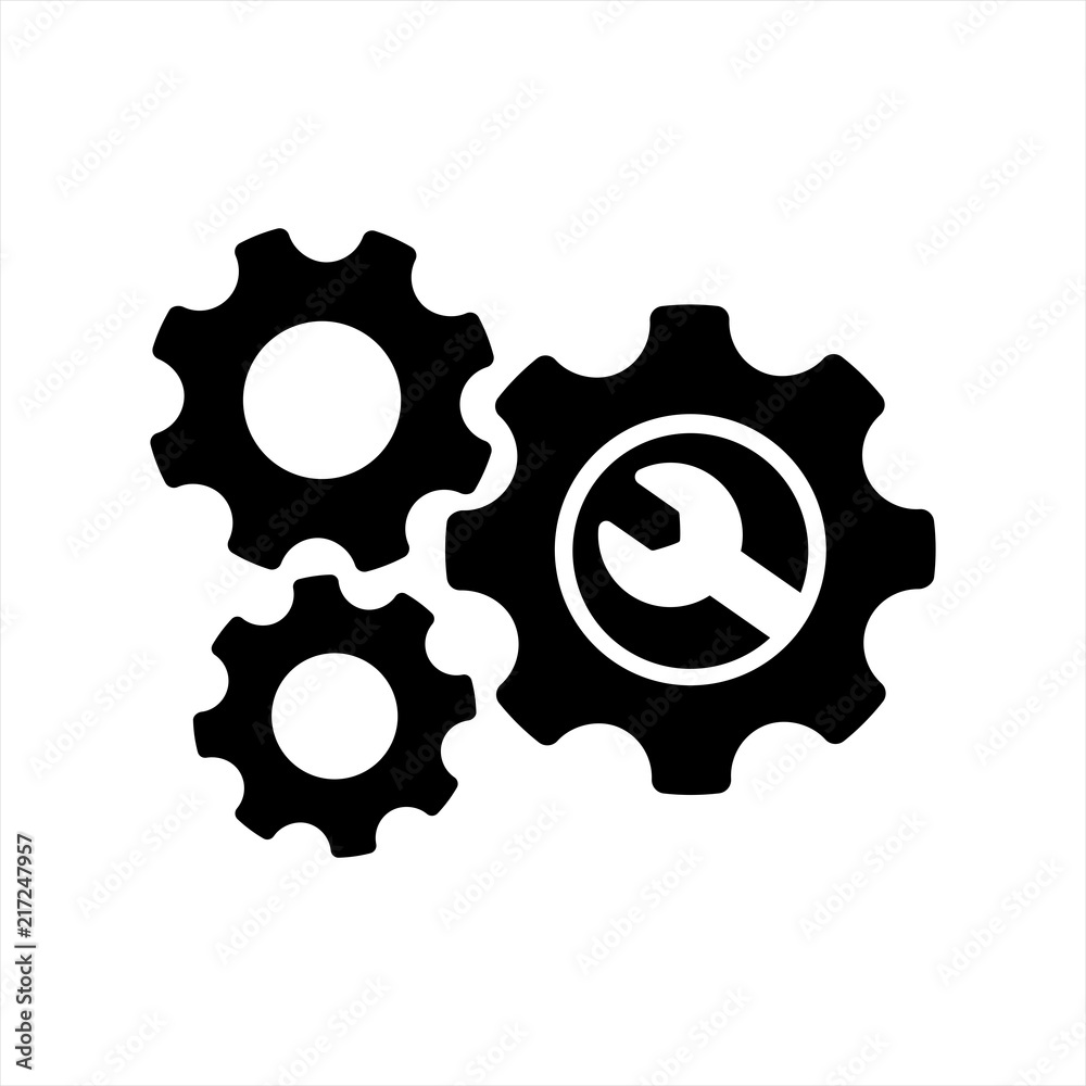 Vecteur Stock gear land tool icon and data process for system setting and  configuration symbol in technology company or engineering | Adobe Stock