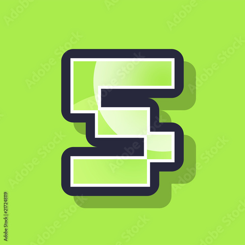 Number five colorful pixel art number typeface with shadow. vector typography design. 