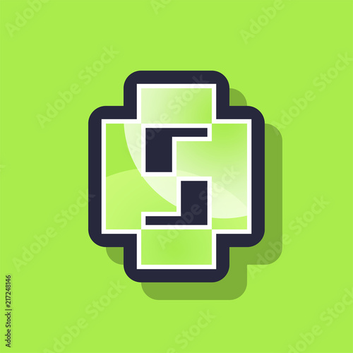 Number zero colorful pixel art number typeface with shadow. vector typography design.