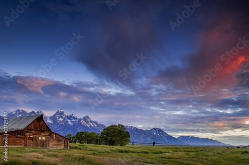 Early morning clouds over Mormon Row in Wyoming s Grand Teton National Park