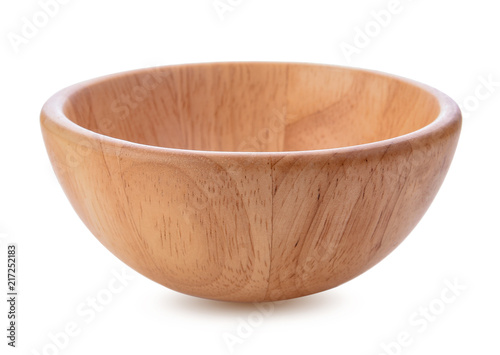 Wooden bowl on white background