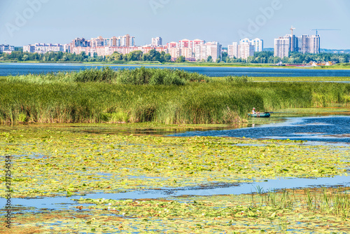View of the Dnieper in the stream below the city of Kiev, Ukraine.