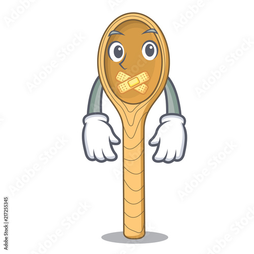 Silent wooden spoon mascot cartoon