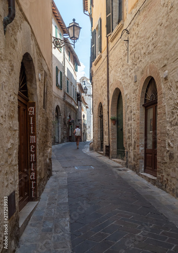 San Gemini  Italy  - The very nice medieval hill town in Umbria region  province of Terni  in a summer sunday morning. Here a view of historic center.