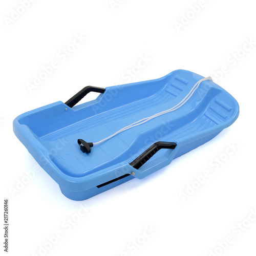 Fotografie Blue plastic sled