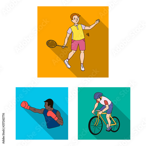 Different kinds of sports flat icons in set collection for design. Athlete, competitions vector symbol stock web illustration.