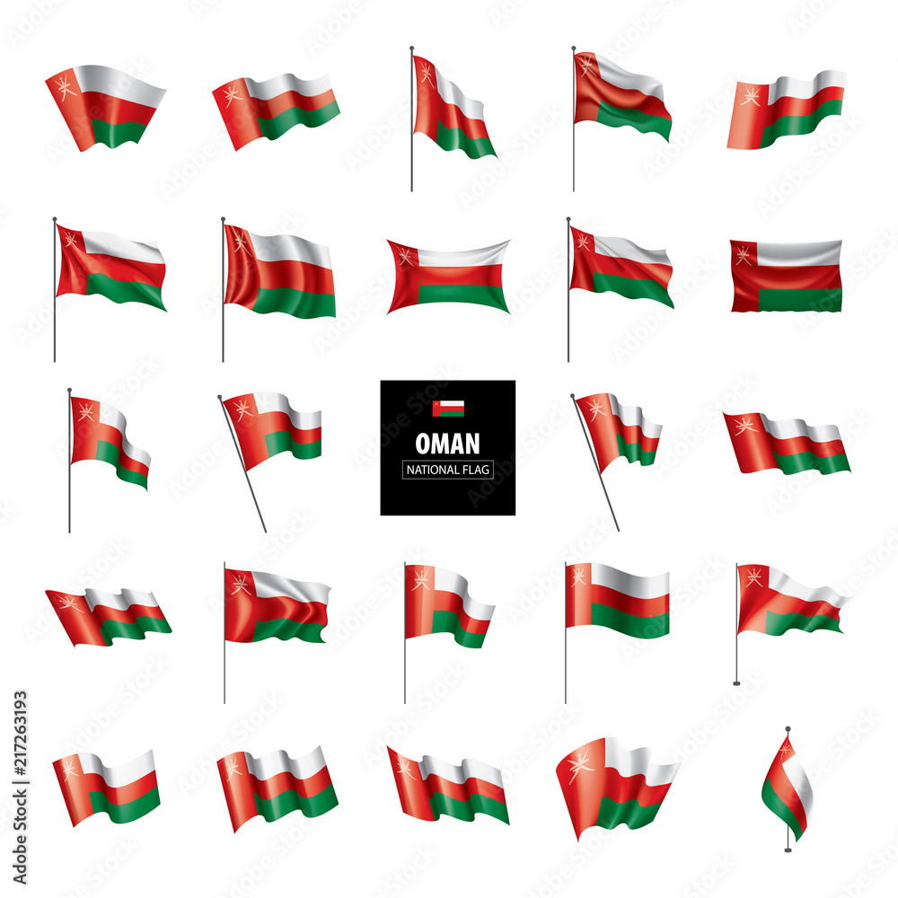 Oman flag, vector illustration on a white background Oman flag, vector illustration on a white background