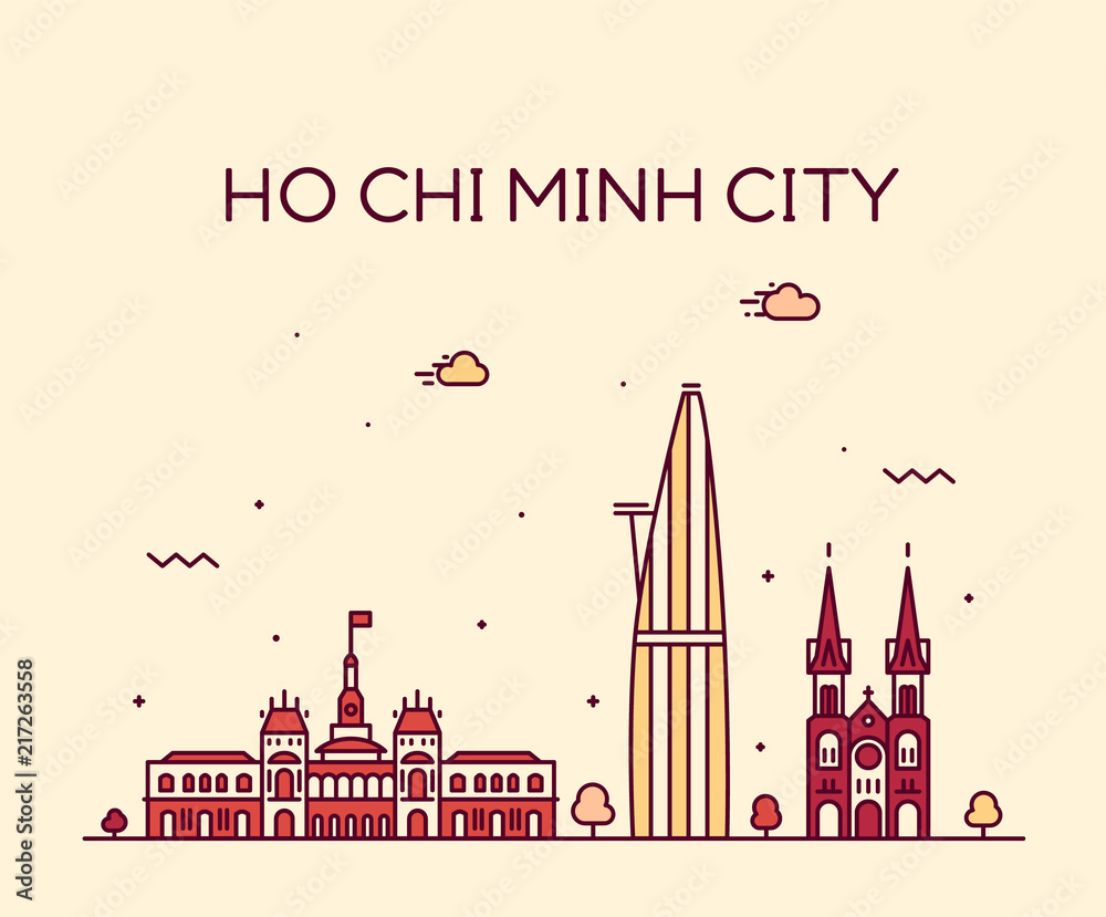 Ho Chi Minh City Saigon skyline Vietnam vector