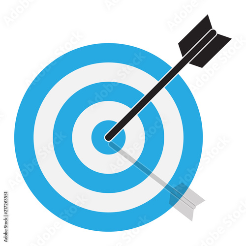 the arrow hits the target. target icon on white background. flat style. blue target icon for your web site design, logo, app, UI. blue comment sign.
