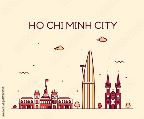 Ho Chi Minh City Saigon skyline Vietnam vector