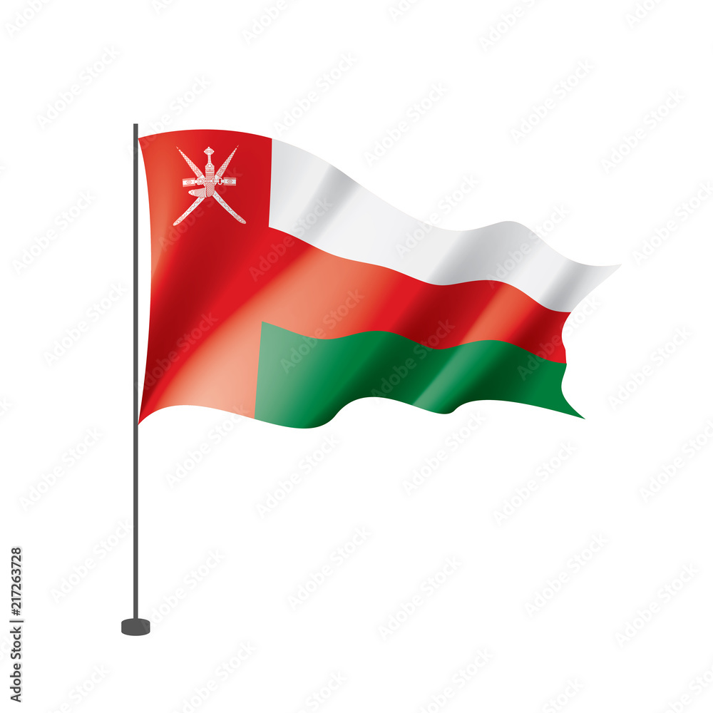 Oman flag, vector illustration on a white background Oman flag, vector illustration on a white background