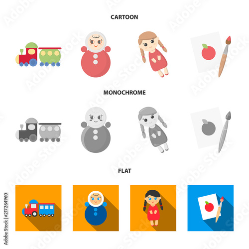 Train.kukla, picture.Toys set collection icons in cartoon,flat,monochrome style vector symbol stock illustration web.