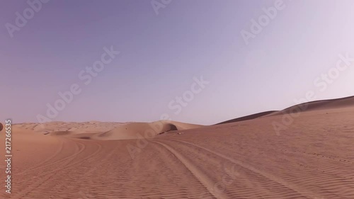 Car trip on the beautiful sand dunes in Rub al Khali desert stock footage video photo