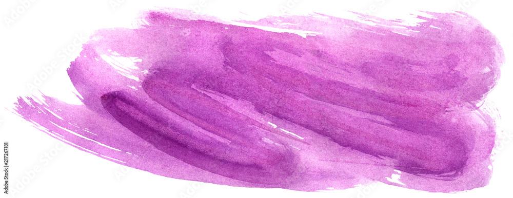 Abstract purple watercolor stroke, hand drawn illustration with brush's texture