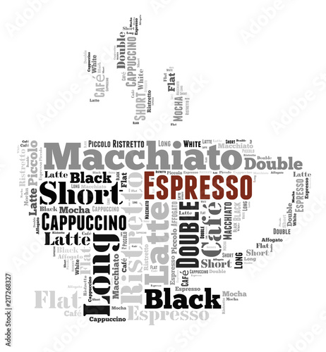 coffee drinks words cloud collage
