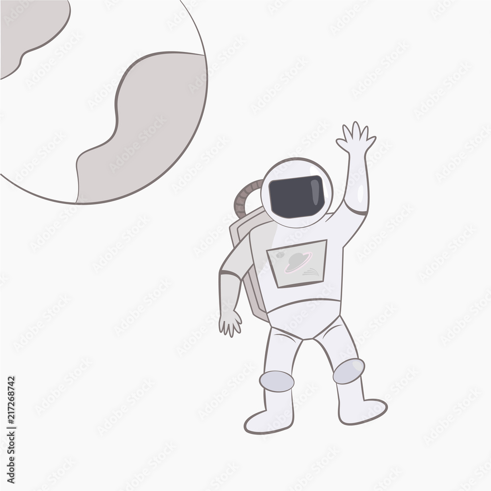 Vector astronaut and Earth