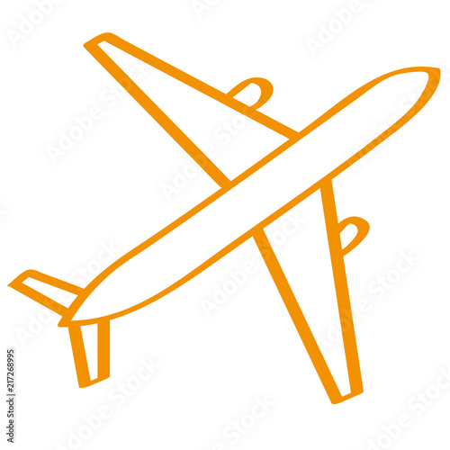 Handgezeichnetes Flugzeug in orange