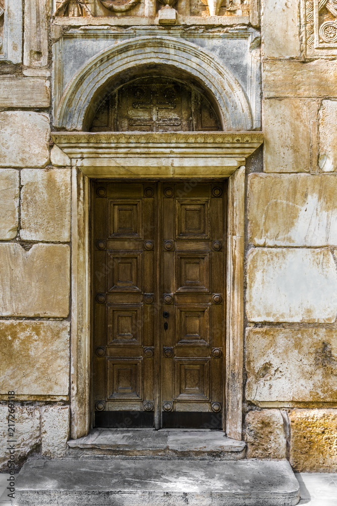 Wooden door in a Greek Church