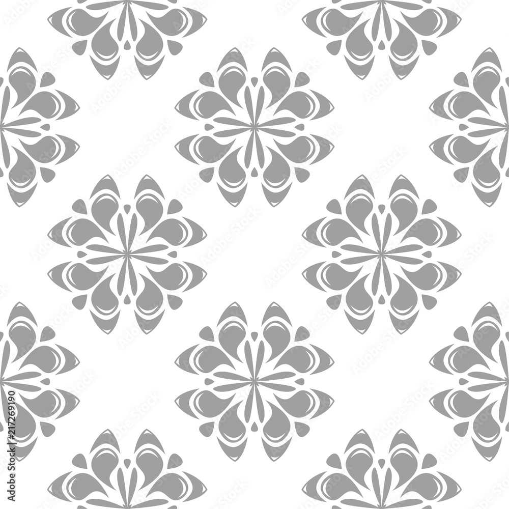 Obraz premium Gray floral seamless pattern on white background