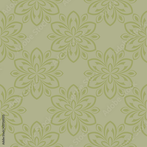 Olive green floral seamless pattern